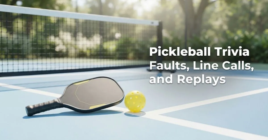 : Pickleball players discussing a close line call near the non-volley zone kitchen line during an intense game.Image 2: A referee signaling a fault on the court while players look on.Image 3: Two doubles partners conferring on the court to agree on a replay after a disputed point.